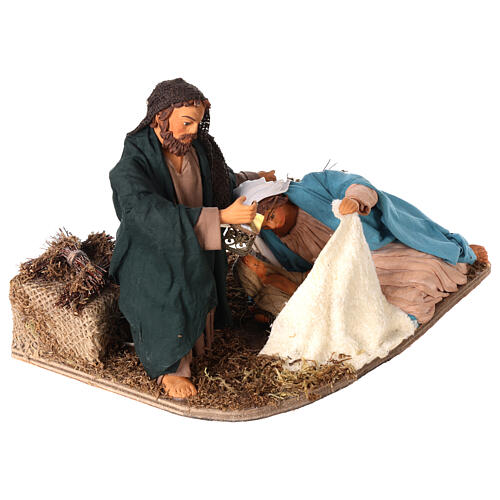 Animated Neapolitan Nativity figurine Holy family lying down 24cm 3