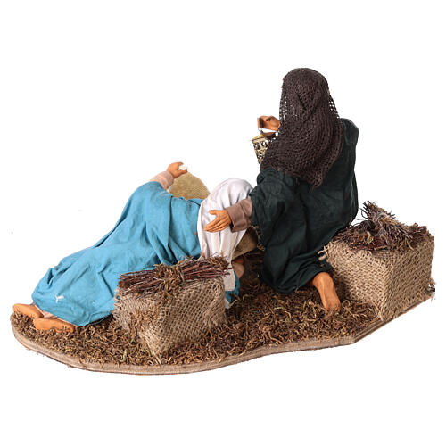 Animated Neapolitan Nativity figurine Holy family lying down 24cm 5