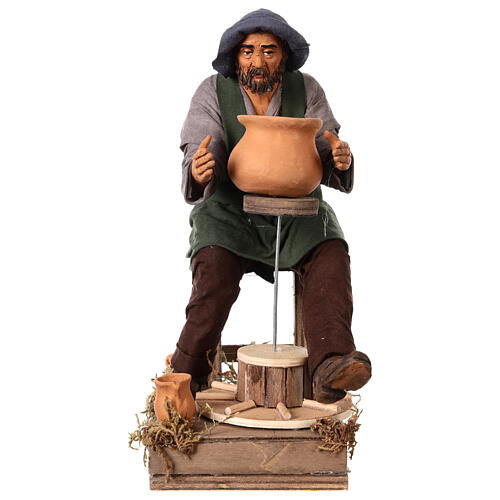 Animated Neapolitan Nativity figurine Man working with ceramics 30cm 1