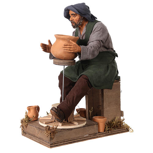 Animated Neapolitan Nativity figurine Man working with ceramics 30cm 2