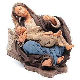 Matka z dzieckiem siedząca 30 cm ruchoma figurka szopka z Neapolu