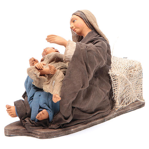 Matka z dzieckiem siedząca 30 cm ruchoma figurka szopka z Neapolu 4