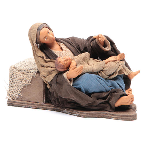 Animated Neapolitan Nativity figurine Mother sitting with child 30cm 3