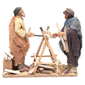 Animated Neapolitan Nativity figurines 2 woodsmen 24cm