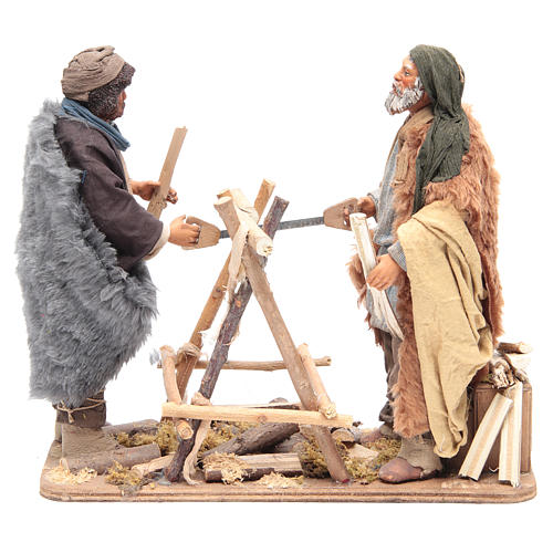 Animated Neapolitan Nativity figurines 2 woodsmen 24cm 4