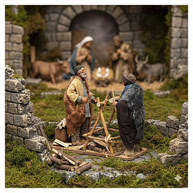 Animated Neapolitan Nativity figurines 2 woodsmen 24cm