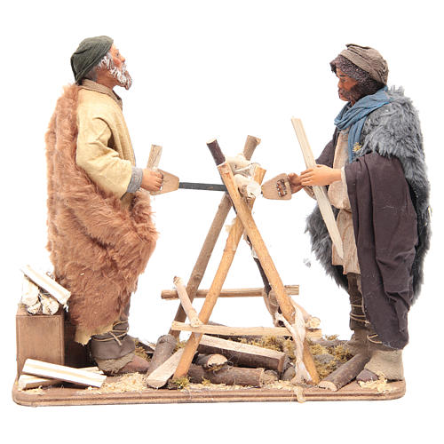Animated Neapolitan Nativity figurines 2 woodsmen 24cm 1