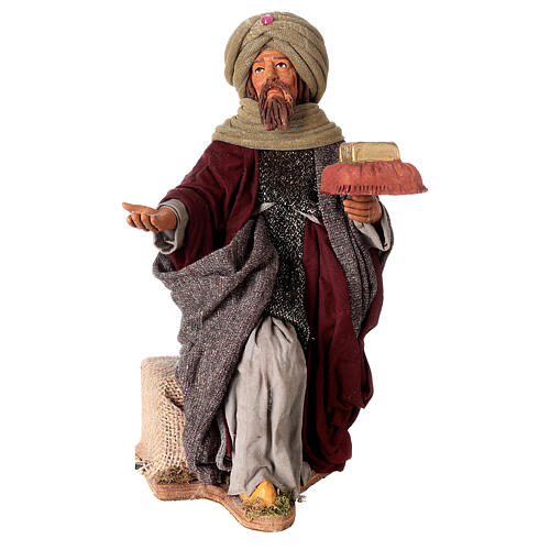 Animated Neapolitan Nativity figurine kneeling Wise King 30cm 1
