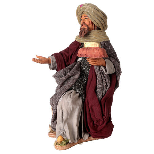 Animated Neapolitan Nativity figurine kneeling Wise King 30cm 2