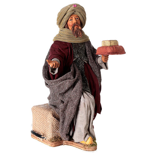 Animated Neapolitan Nativity figurine kneeling Wise King 30cm 3