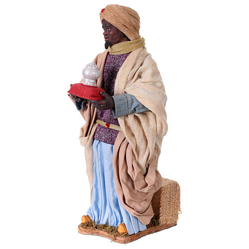 Rei Mago mouro em movimento para presépio napolitano figuras altura média 30 cm 5