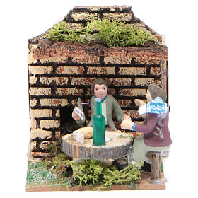 Setting with two shepherds measuring 7cm, animated nativity figurine