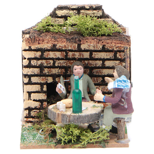 Setting with two shepherds measuring 7cm, animated nativity figurine 1