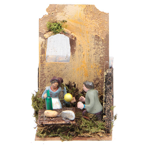 Scene with two shepherds measuring 7cm, animated nativity figurine 1