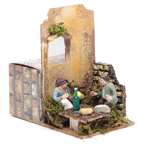 Scene with two shepherds measuring 7cm, animated nativity figurine 3