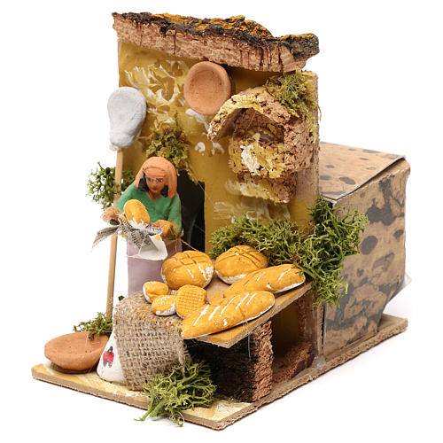 Man selling bread measuring 10cm, animated nativity figurine 2