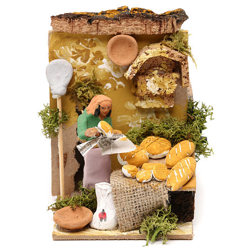 Man selling bread measuring 10cm, animated nativity figurine 1