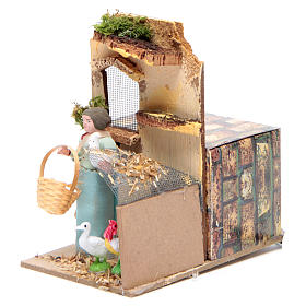 Santons animés crèche de Noël: Berger avec poules 10 cm mouvement crèche