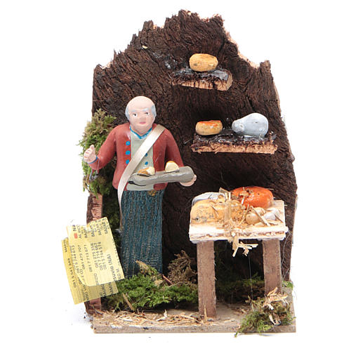 Man selling cheese measuring 10cm, animated nativity figurine 1
