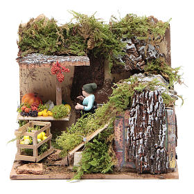 Santons animés crèche de Noël: Berger avec fruits 7 cm mouvement crèche