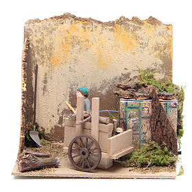 Santons animés crèche de Noël: Berger avec bois 7 cm mouvement crèche