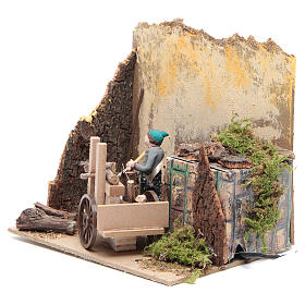 Santons animés crèche de Noël: Berger avec bois 7 cm mouvement crèche