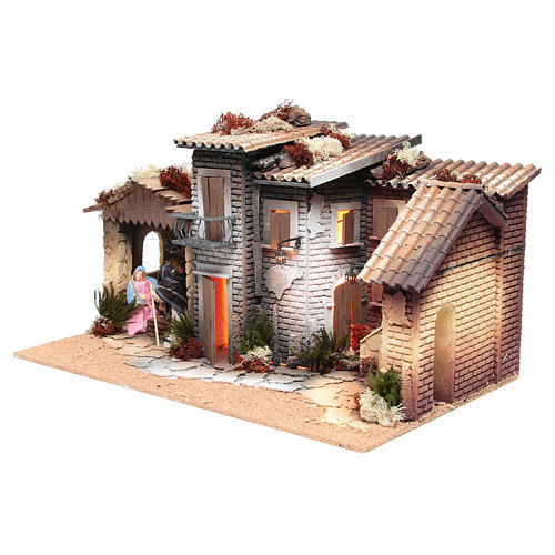 Nativity village with holy family 12cm, animated measuring 28x60x35cm 2