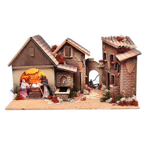 Nativity stable with holy family 12cm, animated measuring 30x60x35cm 1