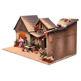 Movimento presepe: Borgo capanna presepe natività 12 cm movimento 30x60x35 cm