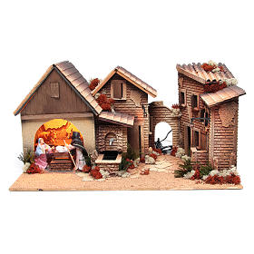 Nativity stable with holy family 12cm, animated measuring 30x60x35cm
