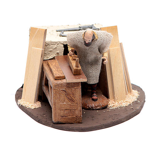 Moving nativity scene woodcutter in pvc 10 cm 1