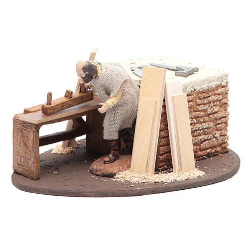 Moving nativity scene woodcutter in pvc 10 cm 2