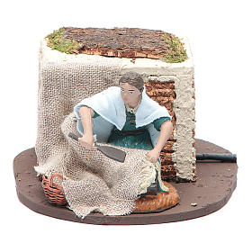 Santons animés crèche de Noël: Blanchisseuse crèche 10 cm avec animation en pvc