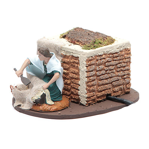 Lavandaia presepe da 10 cm con movimento in pvc 2