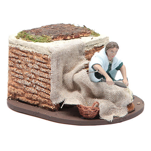 Lavandaia presepe da 10 cm con movimento in pvc 3