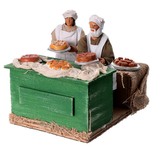 Baker with waitress 12cm Neapolitan Nativity animated figurines 2