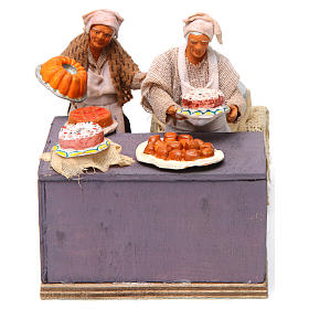 Baker with waitress 12cm Neapolitan Nativity animated figurines