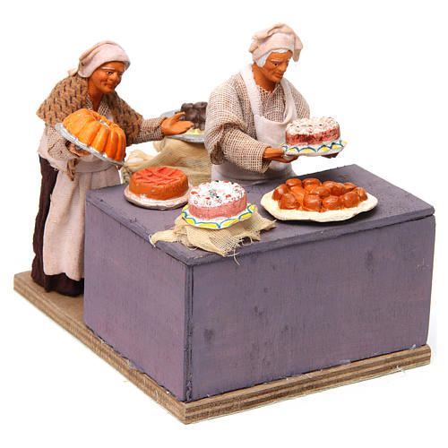 Baker with waitress 12cm Neapolitan Nativity animated figurines 3