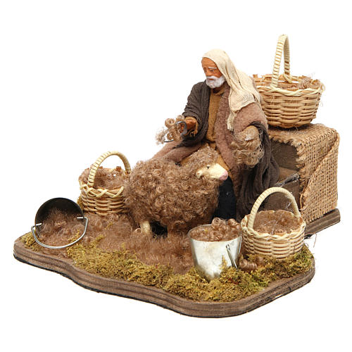 Man shearing sheep for Neapolitan Nativity scene 12 cm, moving statue 2