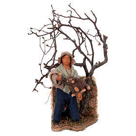 Young boy with monkey 12cm Neapolitan Nativity animated figurine