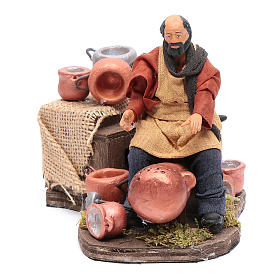 Presepe Napoletano: Aggiusta pentole su tronco 12 cm con movimento presepe napoletano