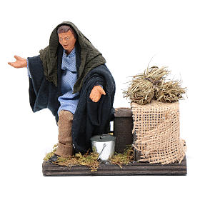 Moving amazed shepherd kneeling for 12 cm Neapolitan nativity scene