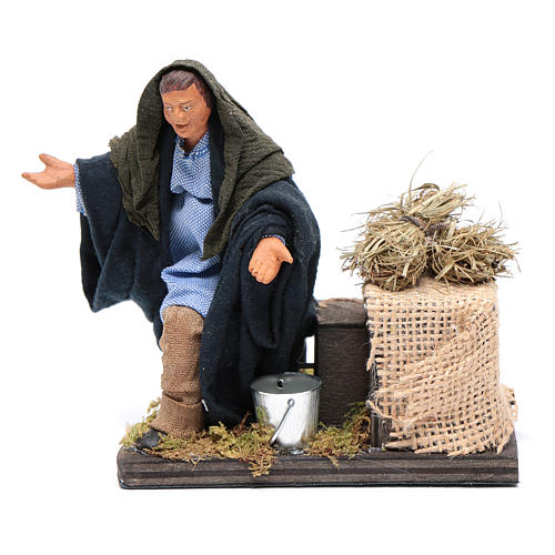 Moving amazed shepherd kneeling for 12 cm Neapolitan nativity scene 1