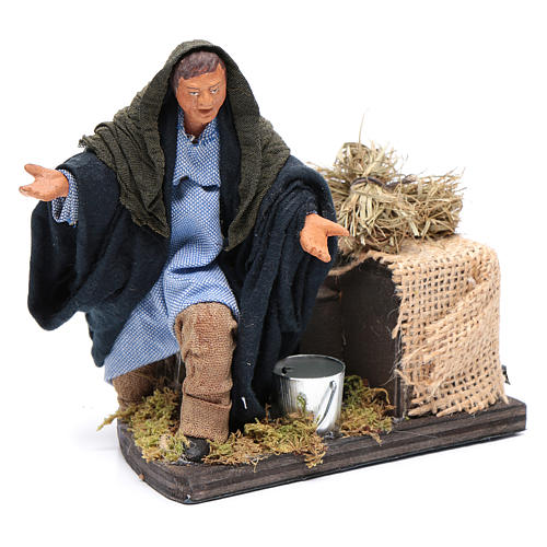 Moving amazed shepherd kneeling for 12 cm Neapolitan nativity scene 3