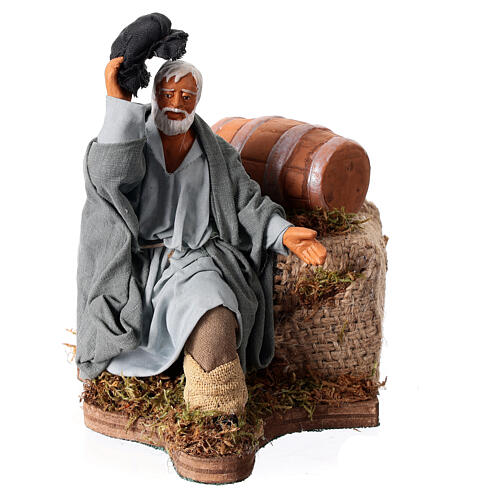 Moving man taking off his hat 12 cm Neapolitan nativity scene 1