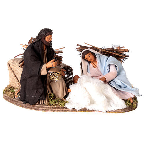 Moving sitting holy family Neapolitan nativity scene 12 cm 1