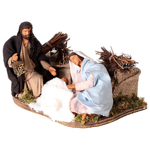 Moving sitting holy family Neapolitan nativity scene 12 cm 3