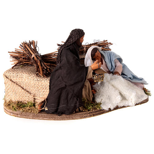 Moving sitting holy family Neapolitan nativity scene 12 cm 4