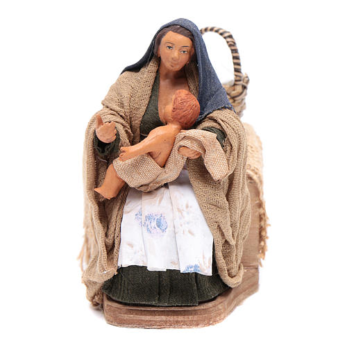 Moving woman breastfeeding 12 cm Neapolitan nativity scene 1