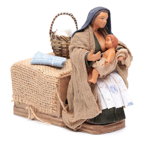 Moving woman breastfeeding 12 cm Neapolitan nativity scene 3